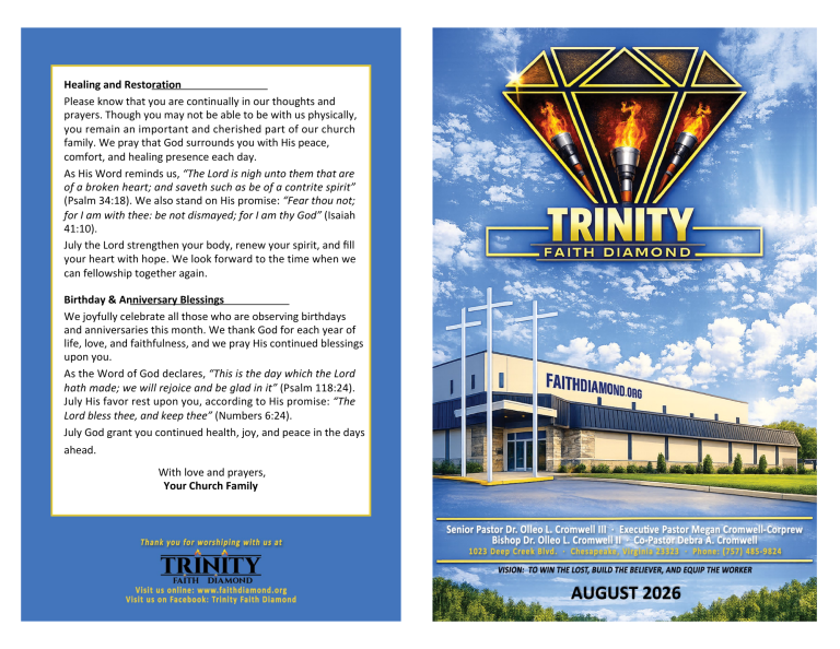 Trinity August- Front of Program